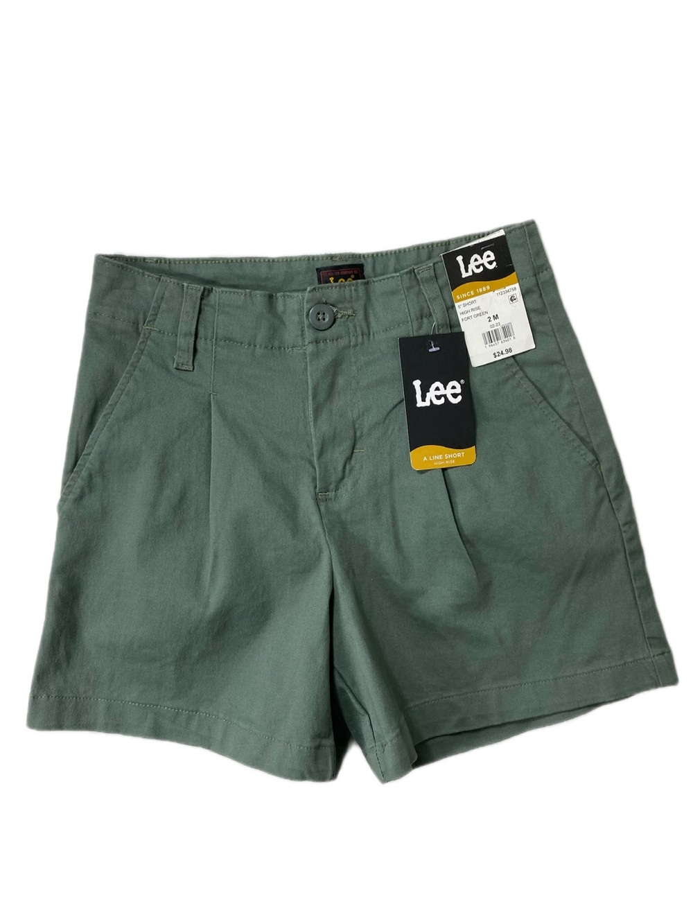 Lee Women's Olive Green A-Line Bermuda Shorts High Rise A-Line Fort Green Shorts